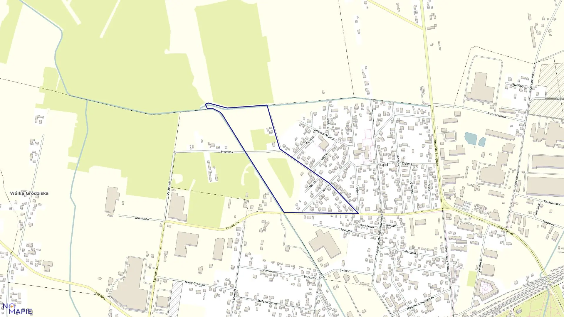 Mapa obrębu 1 w gminie Grodzisk Mazowiecki