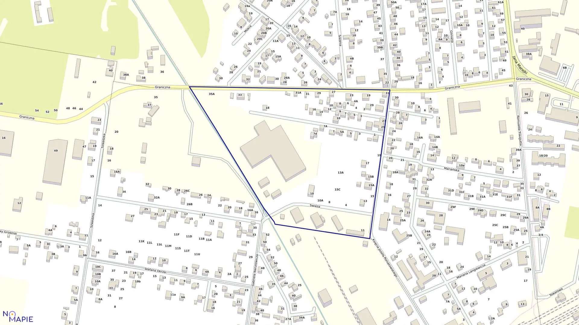 Mapa obrębu 10 w gminie Grodzisk Mazowiecki