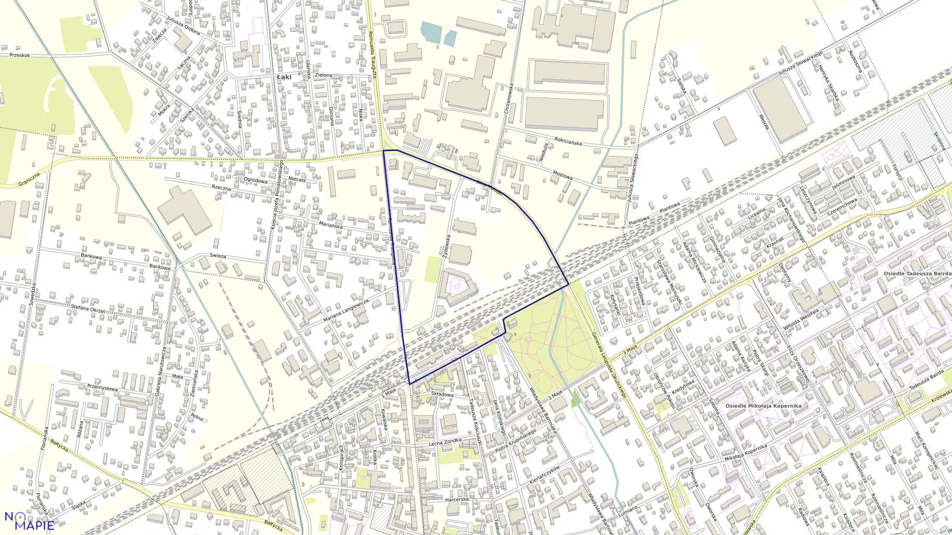 Mapa obrębu 12 w gminie Grodzisk Mazowiecki