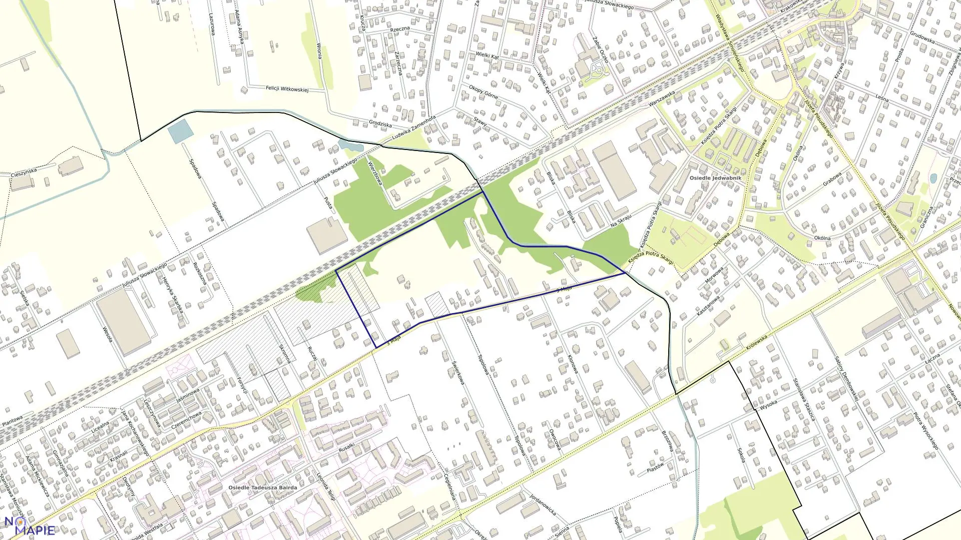 Mapa obrębu 15 w gminie Grodzisk Mazowiecki