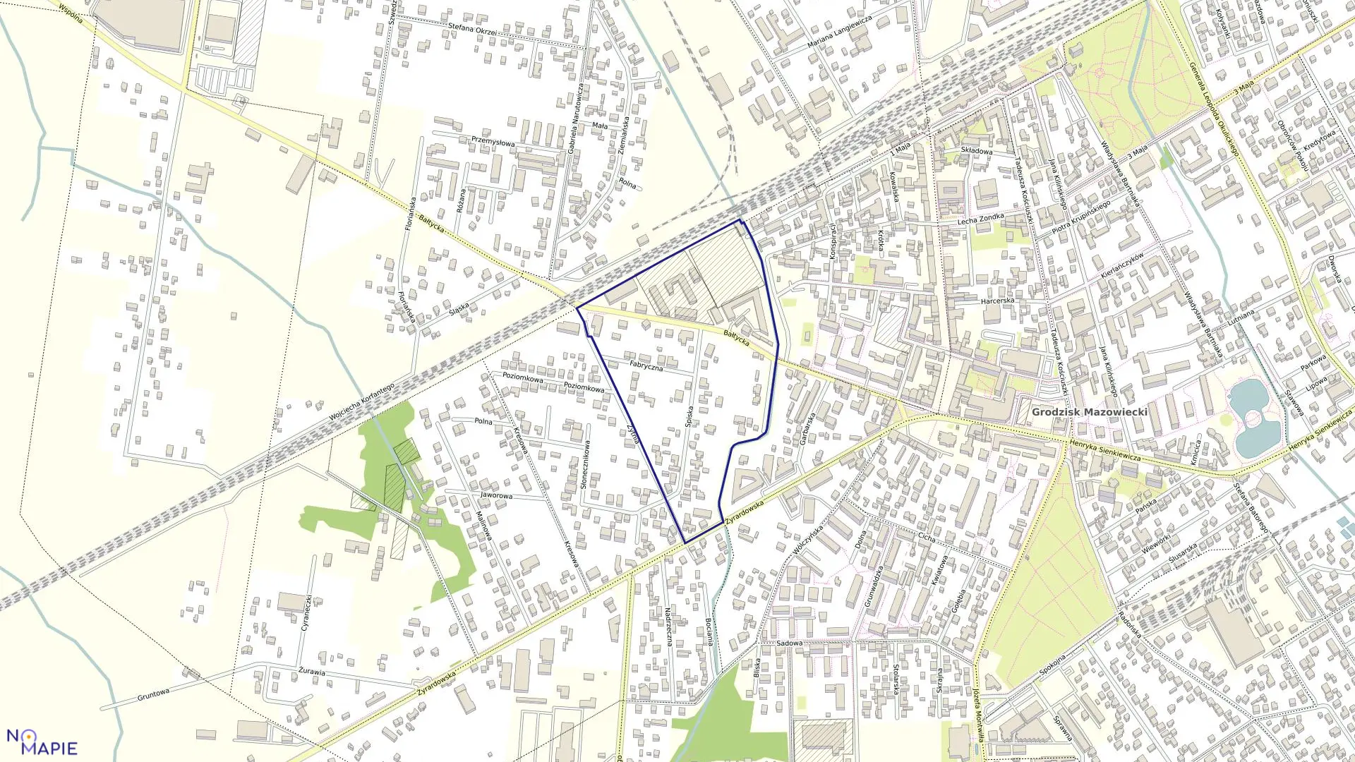 Mapa obrębu 22 w gminie Grodzisk Mazowiecki