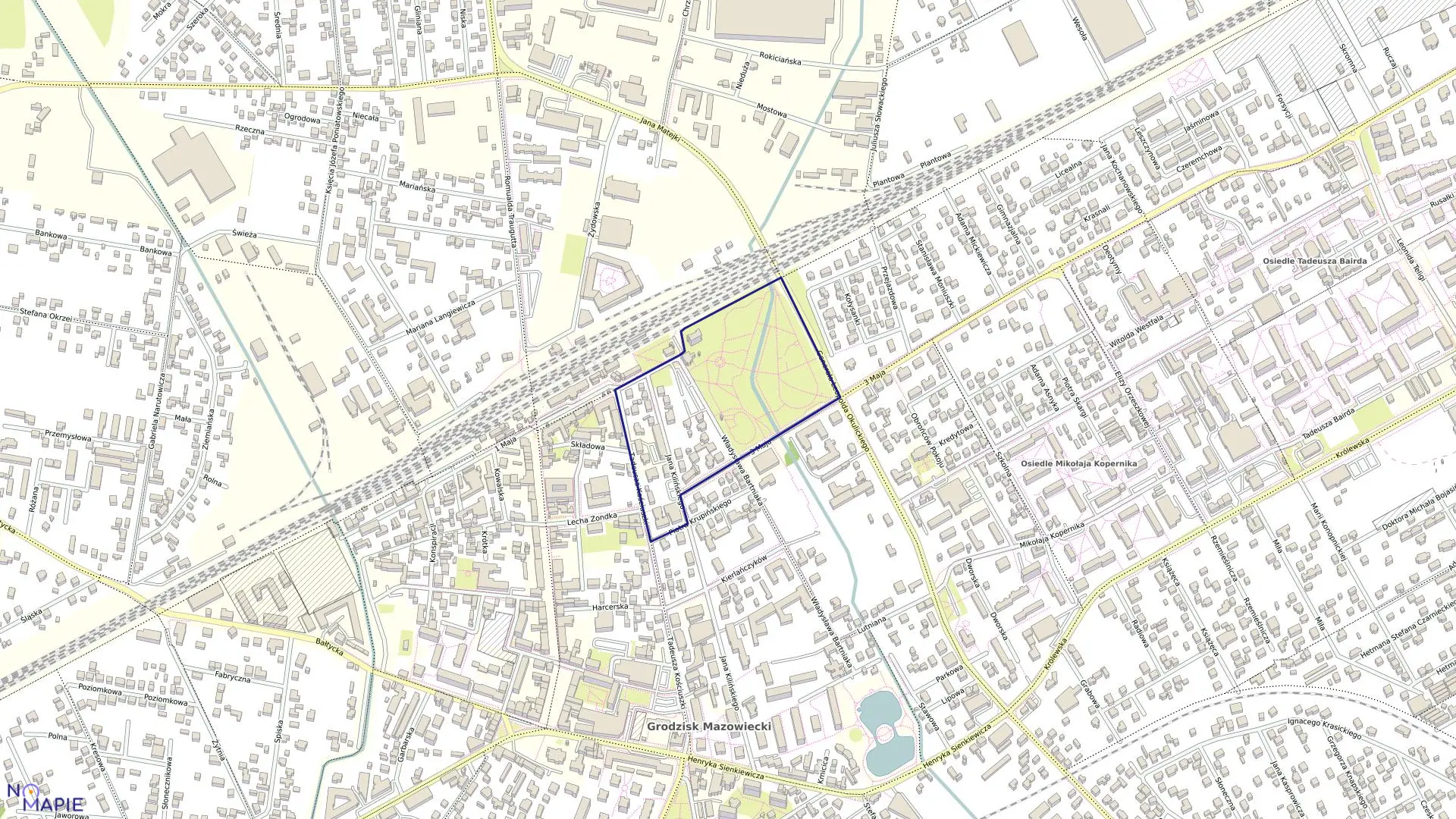 Mapa obrębu 25 w gminie Grodzisk Mazowiecki