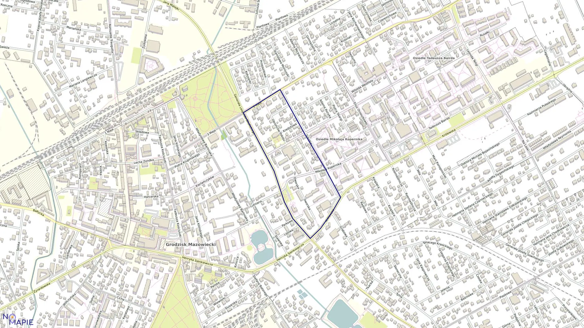 Mapa obrębu 30 w gminie Grodzisk Mazowiecki