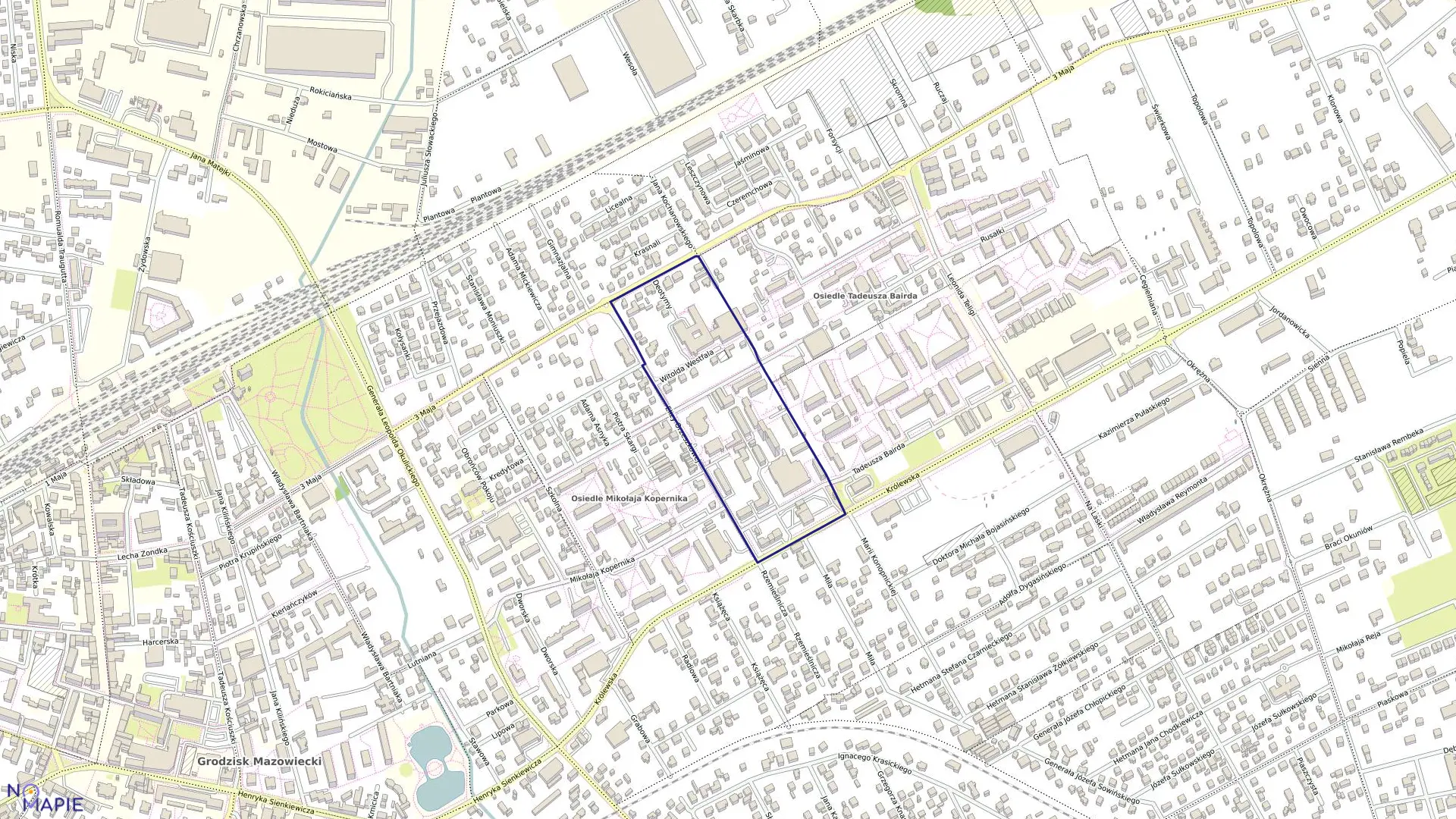 Mapa obrębu 32 w gminie Grodzisk Mazowiecki