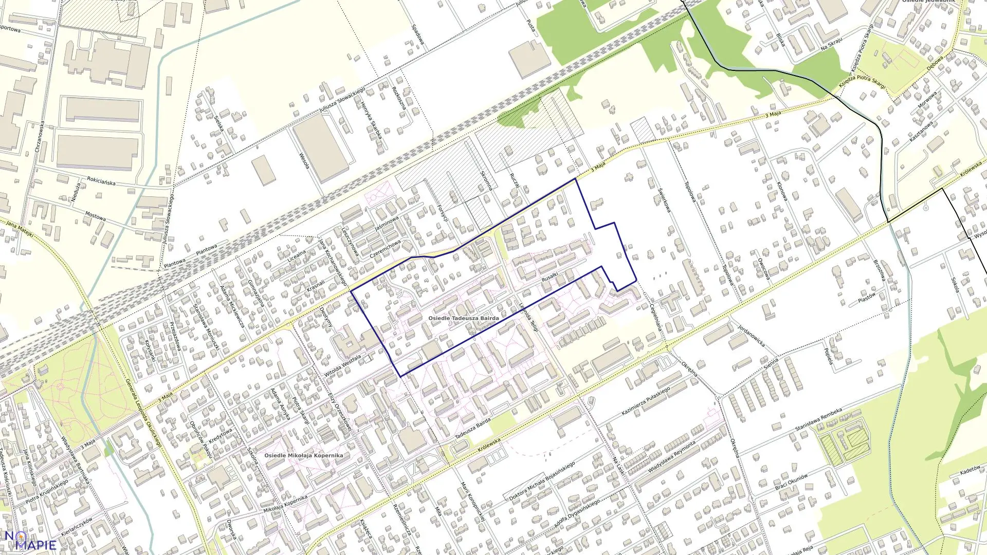 Mapa obrębu 33 w gminie Grodzisk Mazowiecki