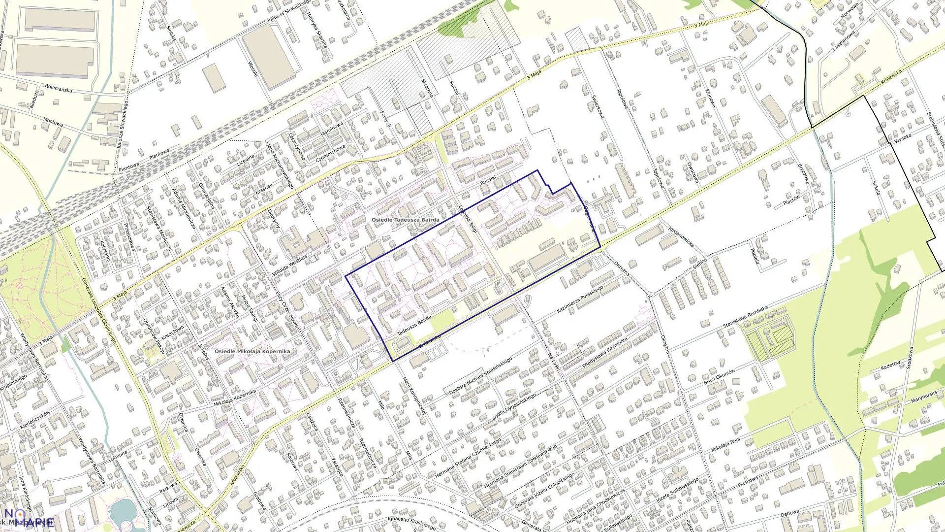 Mapa obrębu 34 w gminie Grodzisk Mazowiecki