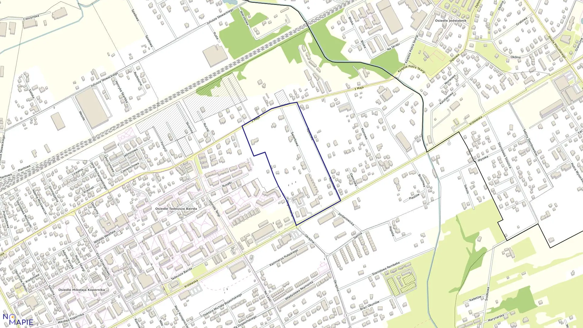 Mapa obrębu 35 w gminie Grodzisk Mazowiecki