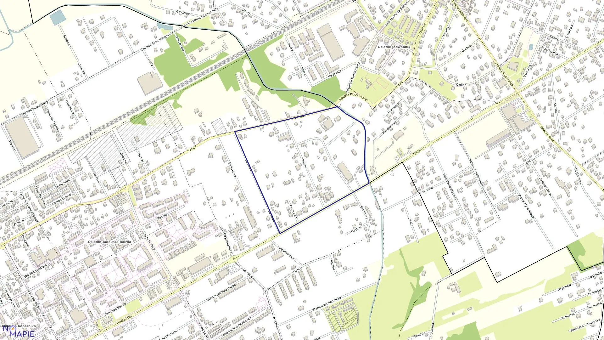 Mapa obrębu 36 w gminie Grodzisk Mazowiecki