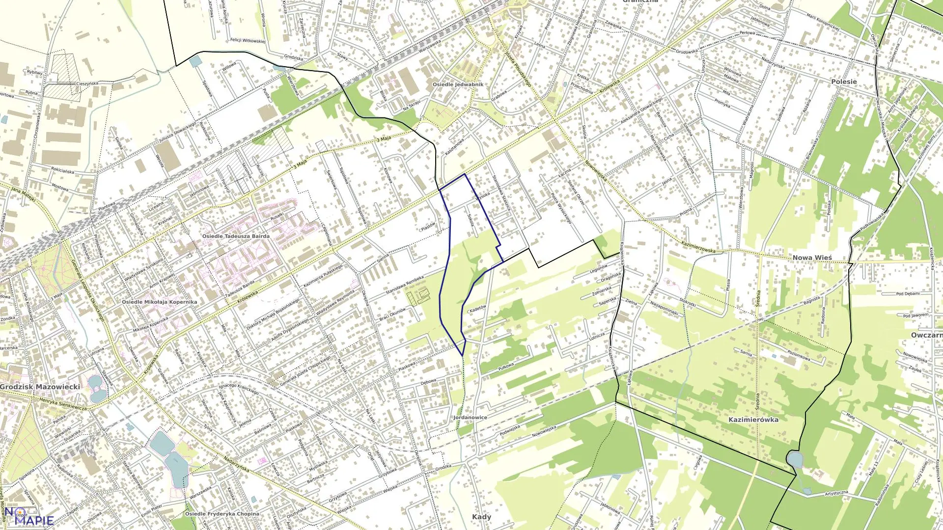 Mapa obrębu 49 w gminie Grodzisk Mazowiecki