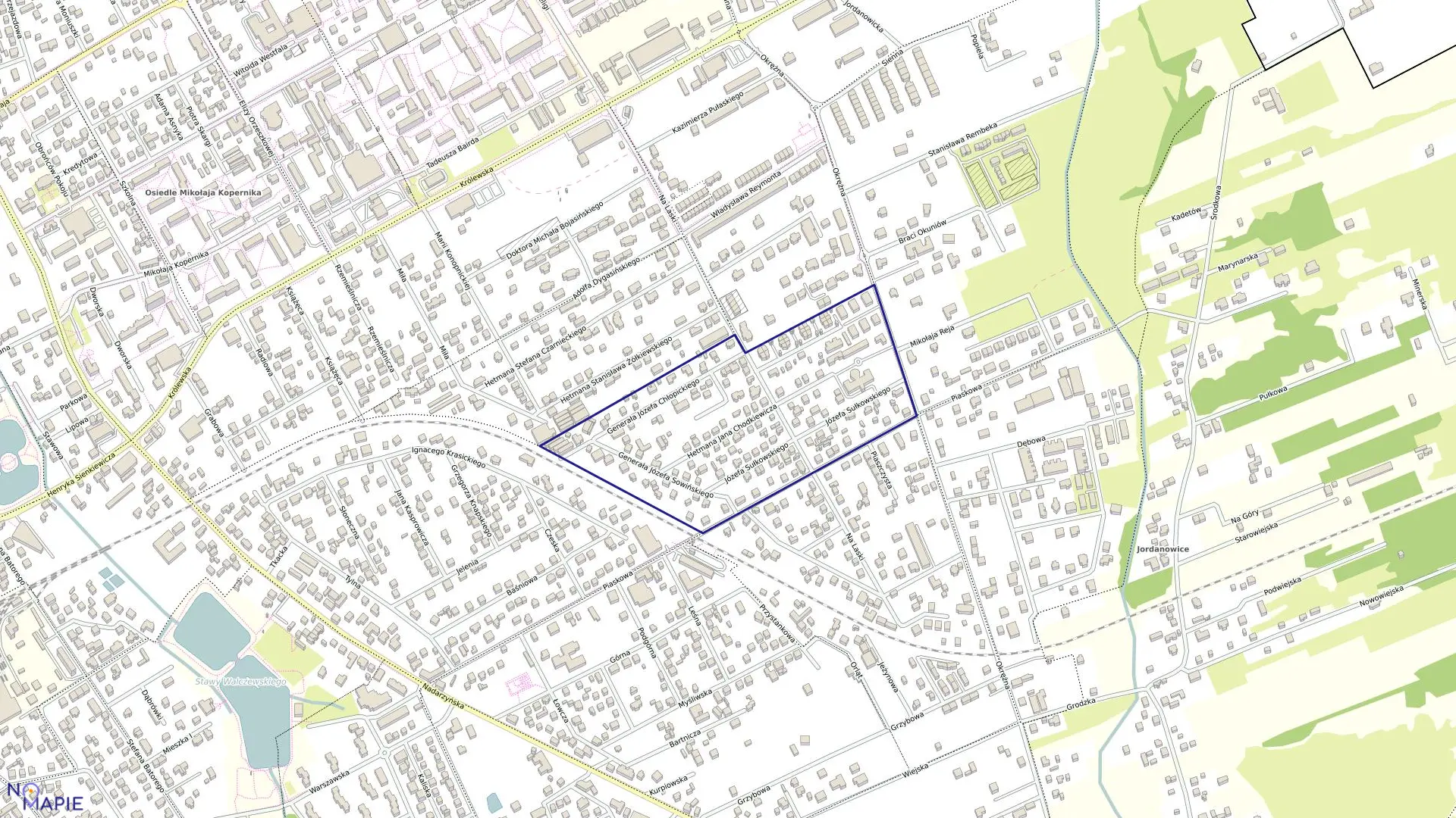 Mapa obrębu 52 w gminie Grodzisk Mazowiecki