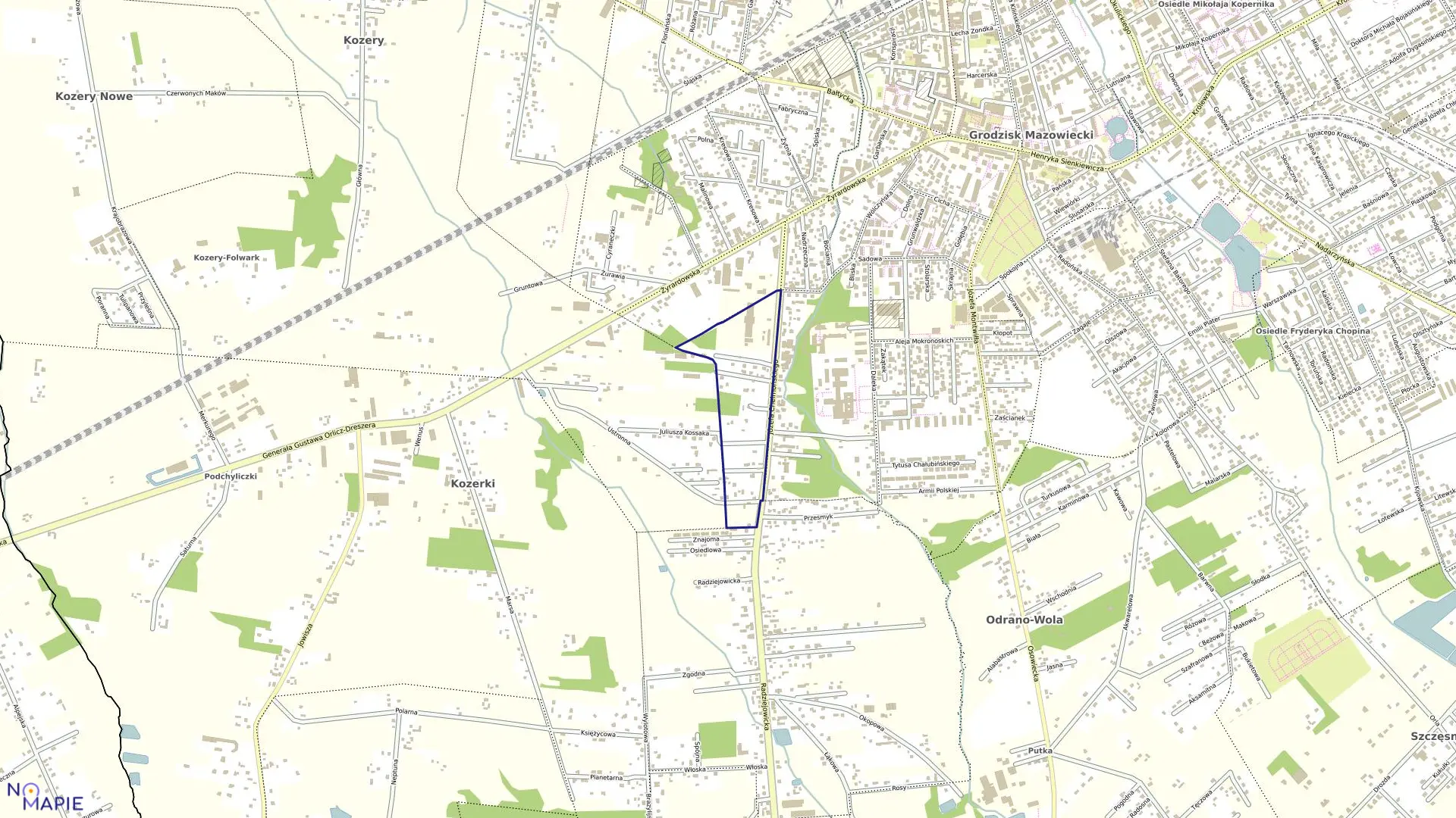 Mapa obrębu 54 w gminie Grodzisk Mazowiecki