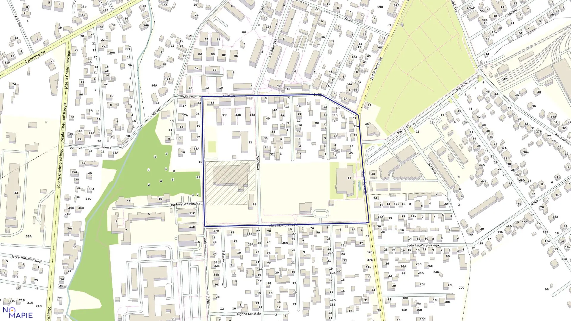 Mapa obrębu 57 w gminie Grodzisk Mazowiecki