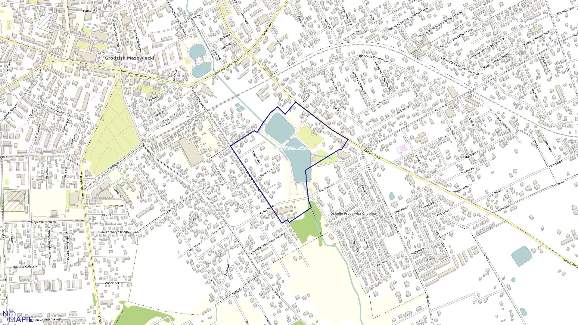 Mapa obrębu 61 w gminie Grodzisk Mazowiecki