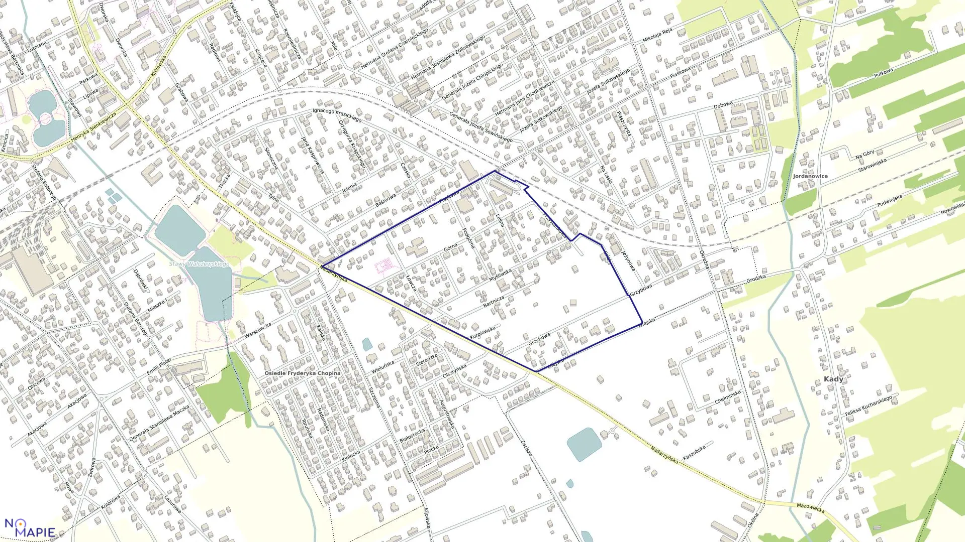 Mapa obrębu 62 w gminie Grodzisk Mazowiecki