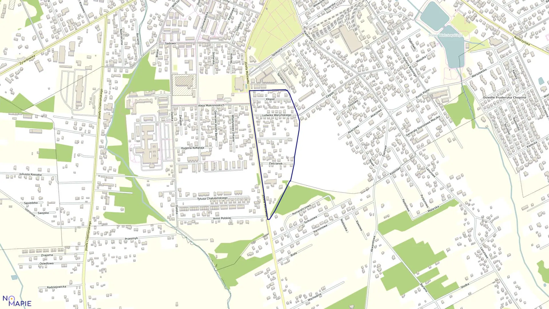 Mapa obrębu 65 w gminie Grodzisk Mazowiecki