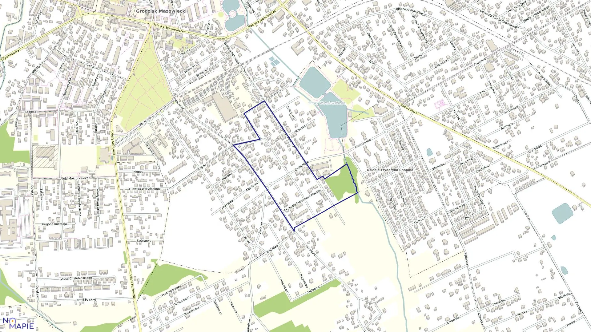 Mapa obrębu 67 w gminie Grodzisk Mazowiecki