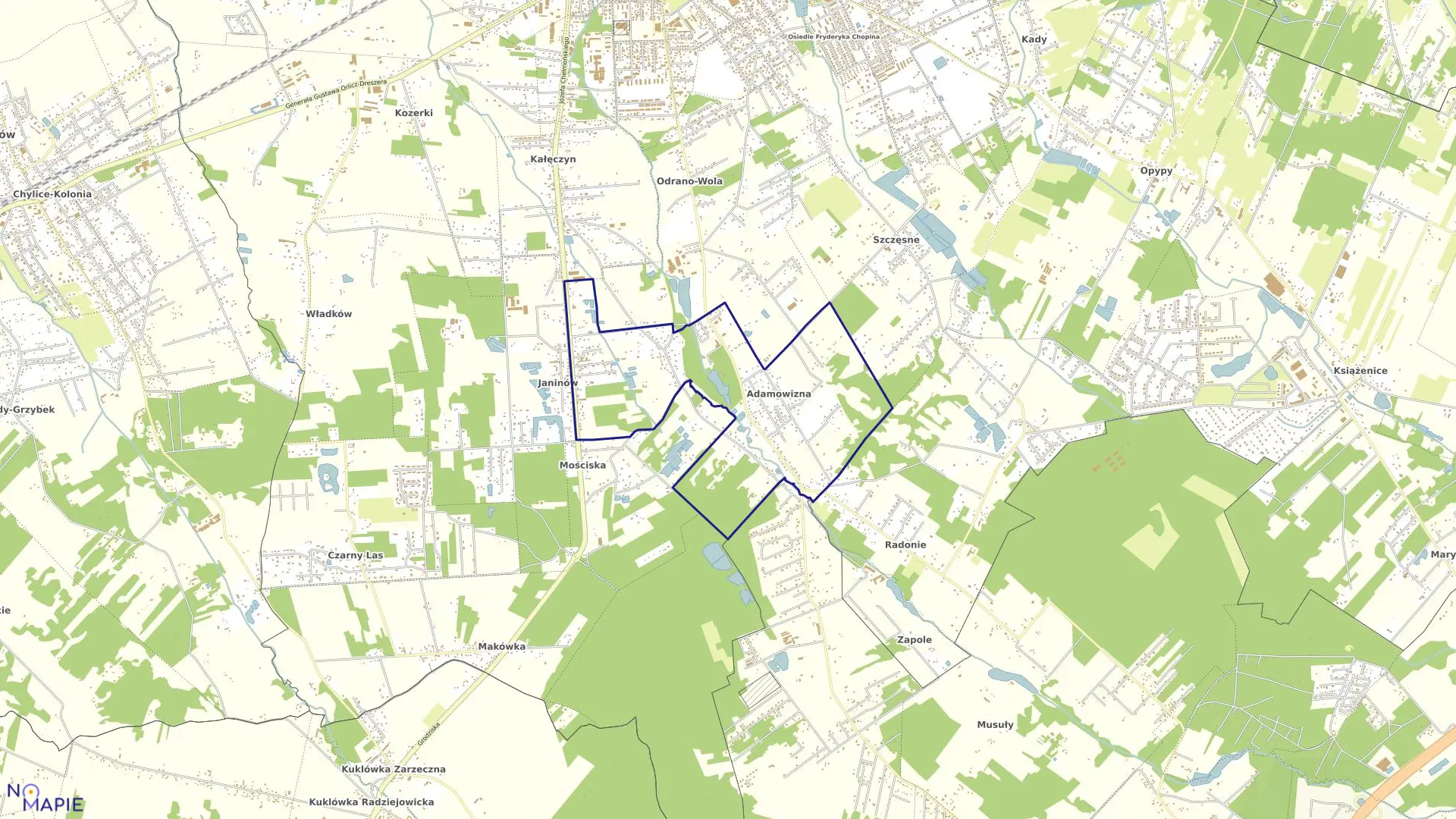 Mapa obrębu ADAMOWIZNA w gminie Grodzisk Mazowiecki