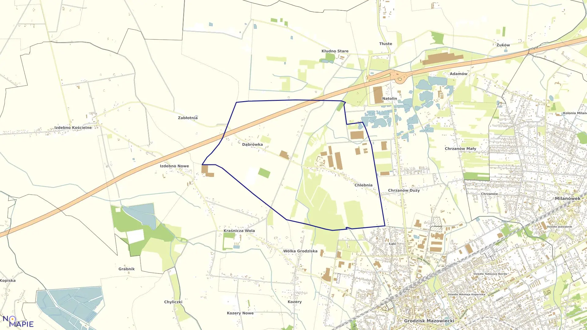 Mapa obrębu CHLEBNIA w gminie Grodzisk Mazowiecki