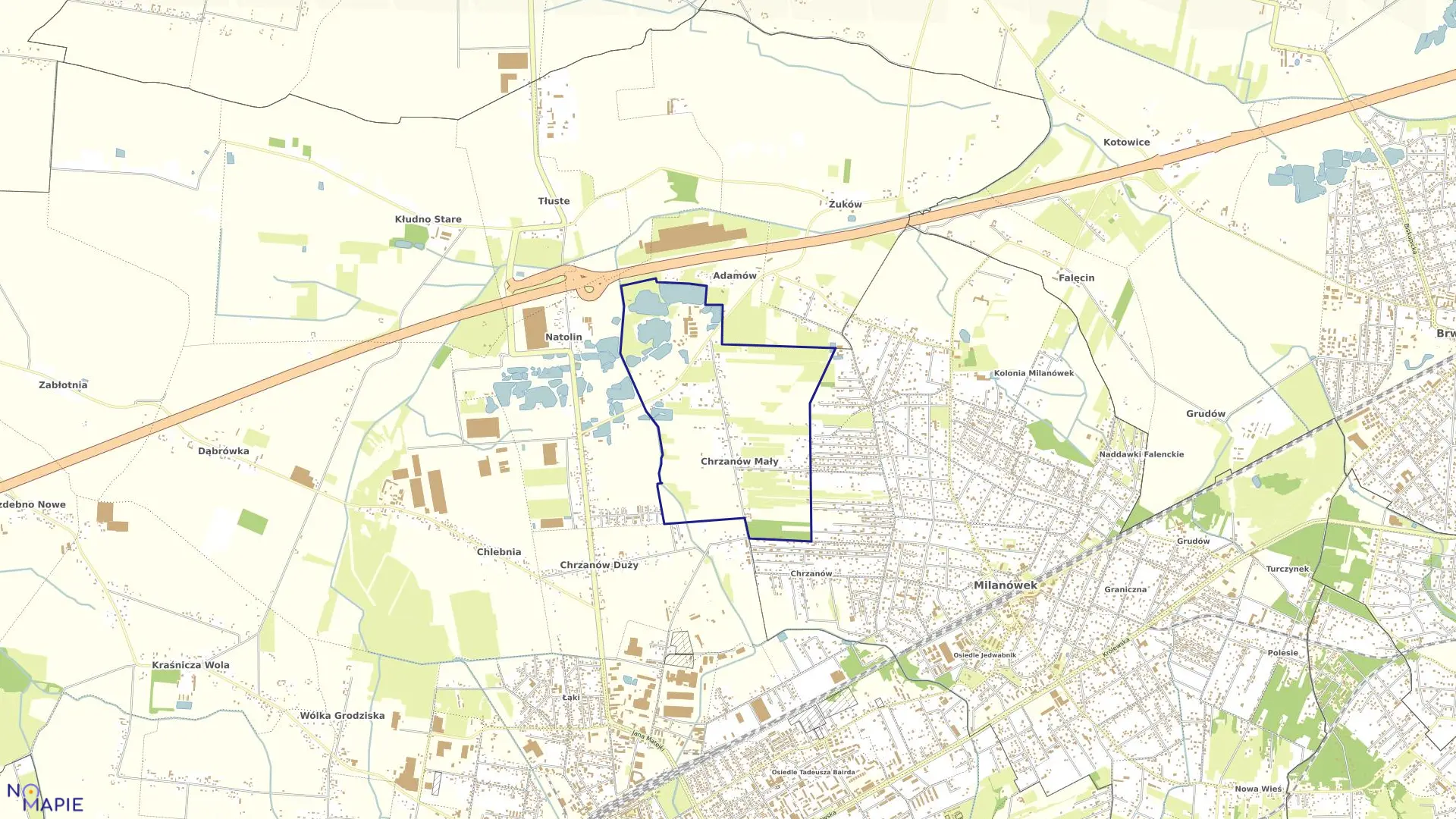 Mapa obrębu CHRZANÓW MAŁY w gminie Grodzisk Mazowiecki