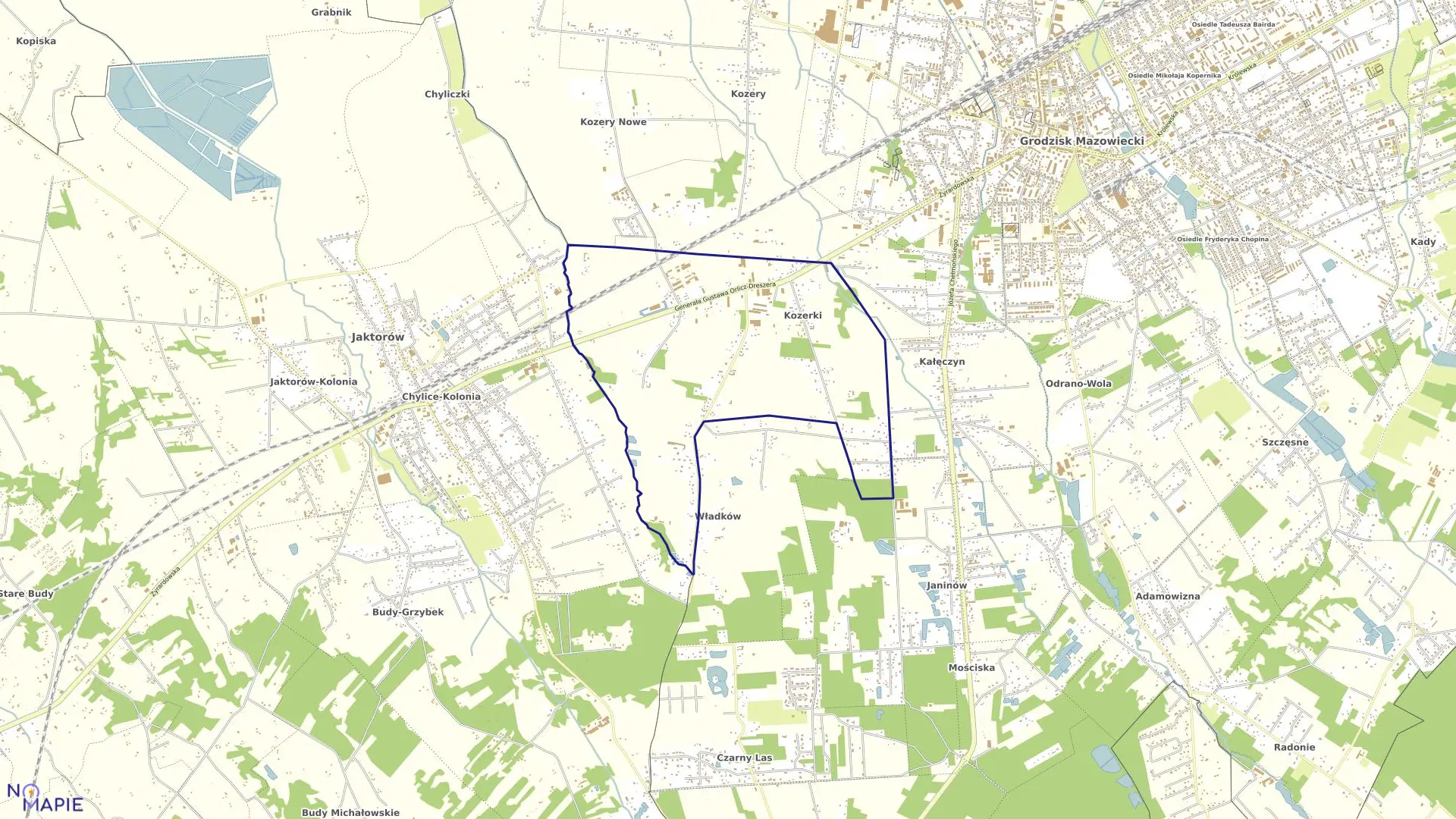 Mapa obrębu KOZERKI w gminie Grodzisk Mazowiecki