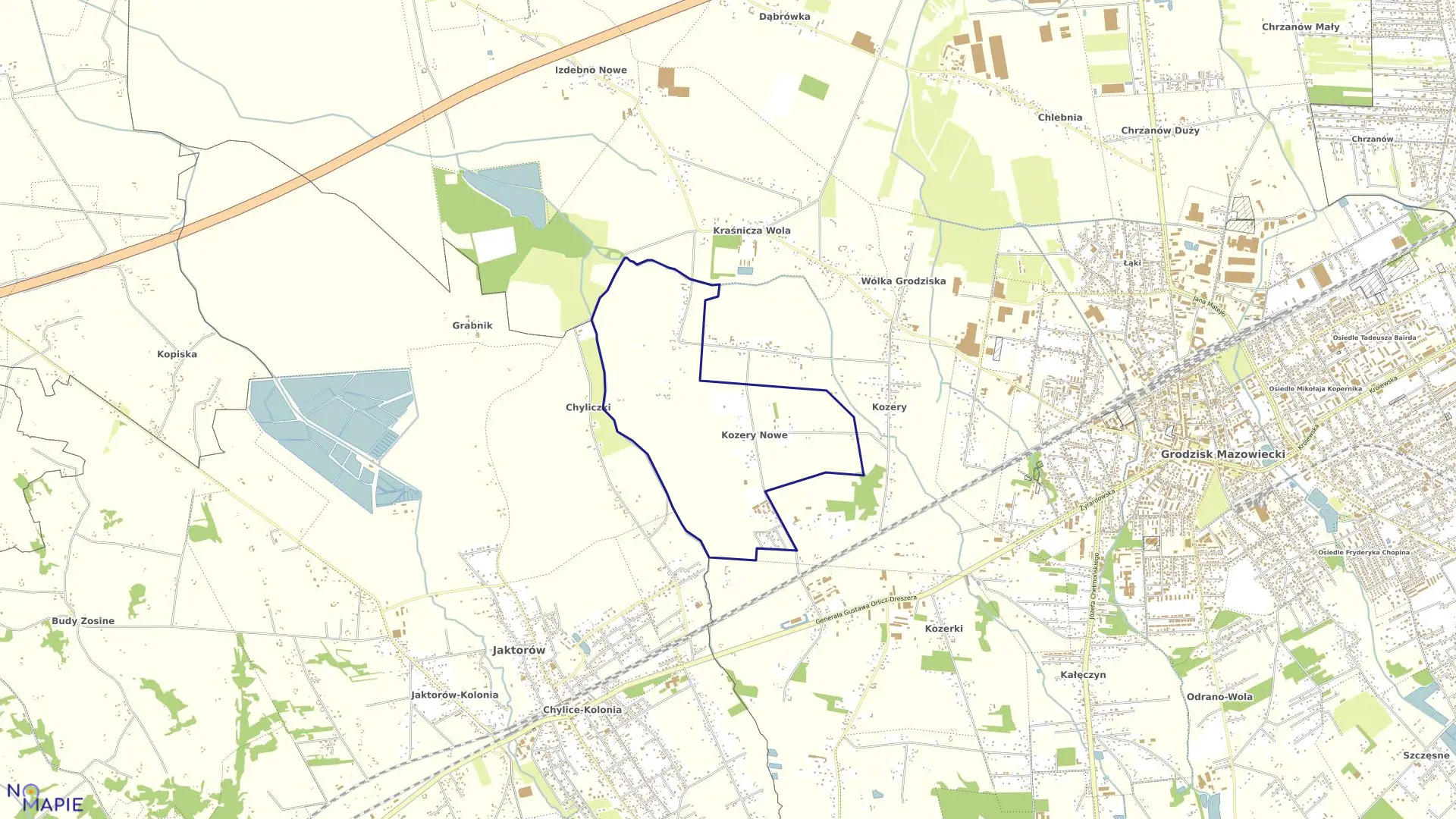 Mapa obrębu KOZERY NOWE w gminie Grodzisk Mazowiecki