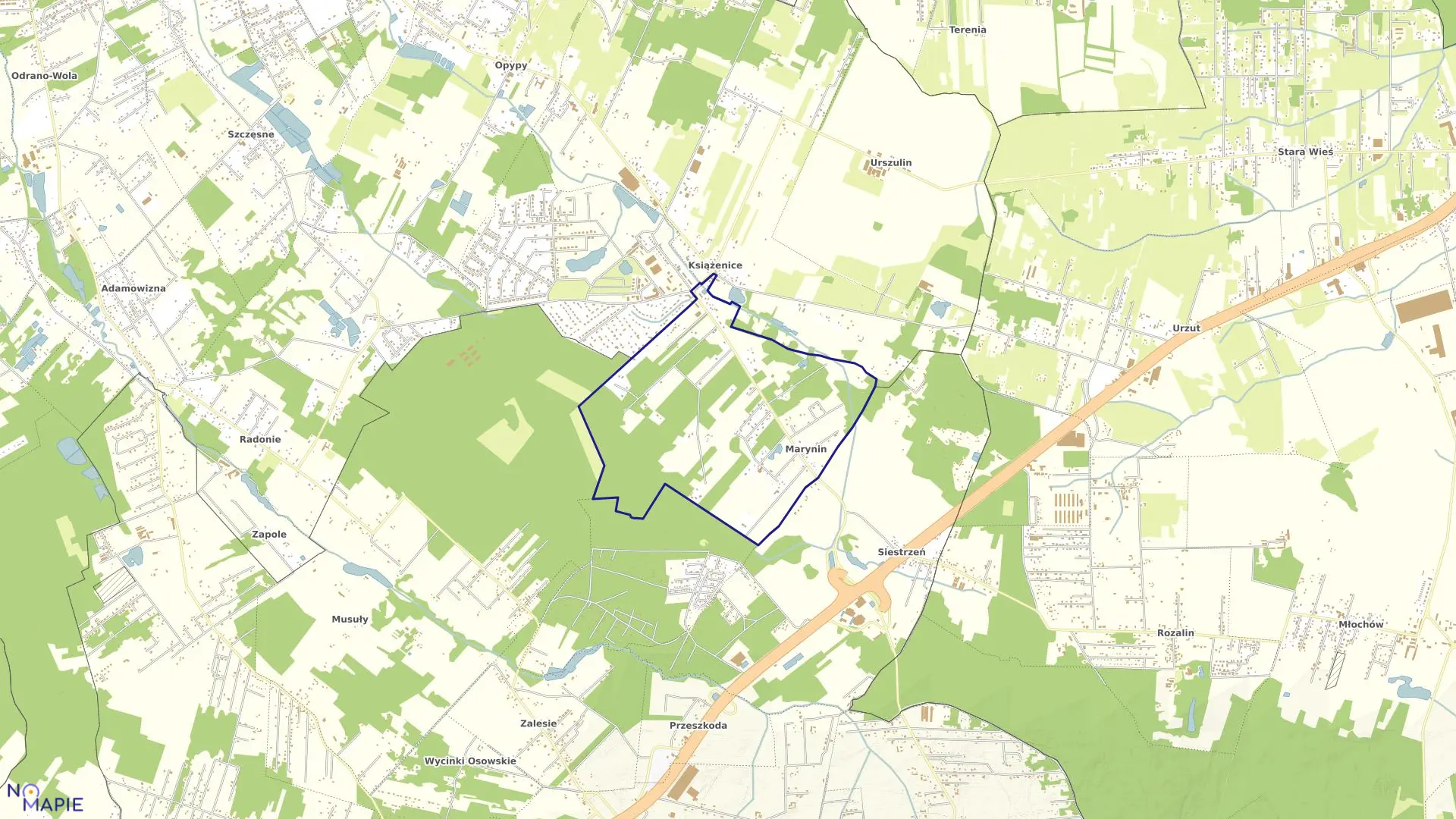 Mapa obrębu MARYNIN w gminie Grodzisk Mazowiecki