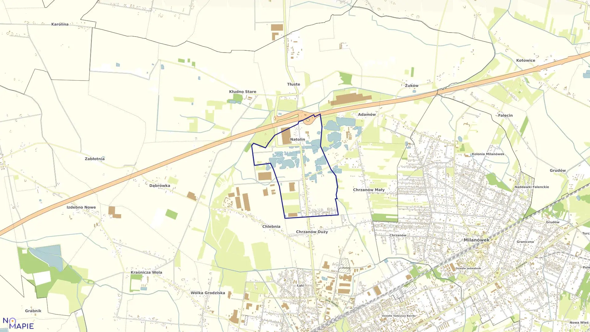 Mapa obrębu NATOLIN w gminie Grodzisk Mazowiecki