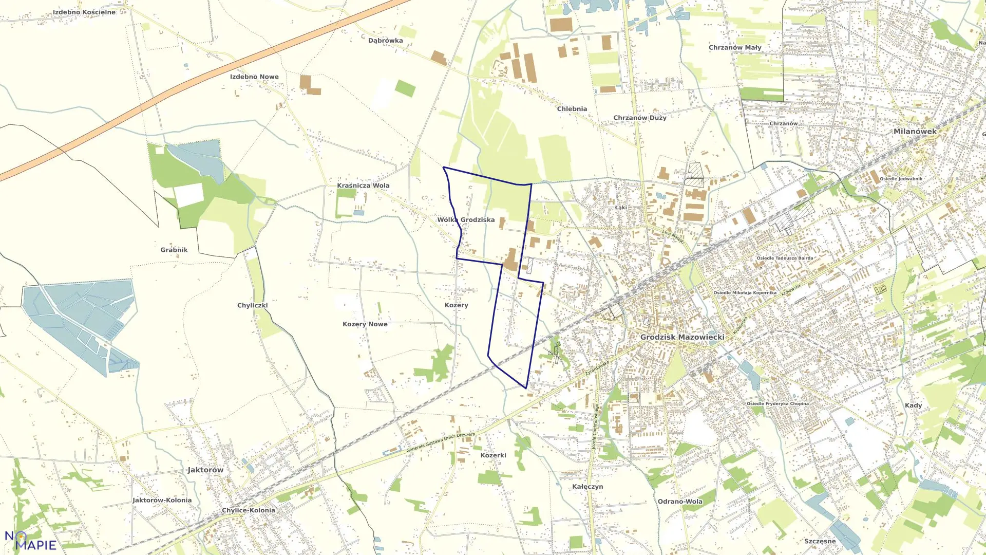 Mapa obrębu WÓLKA GRODZISKA w gminie Grodzisk Mazowiecki