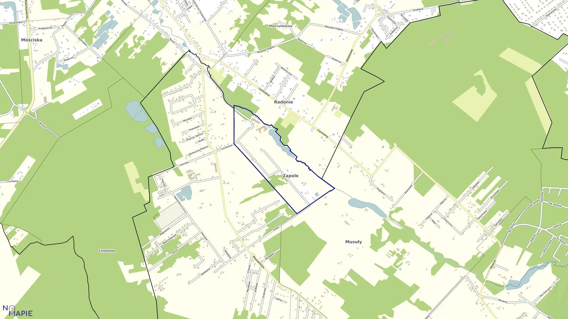 Mapa obrębu ZAPOLE w gminie Grodzisk Mazowiecki